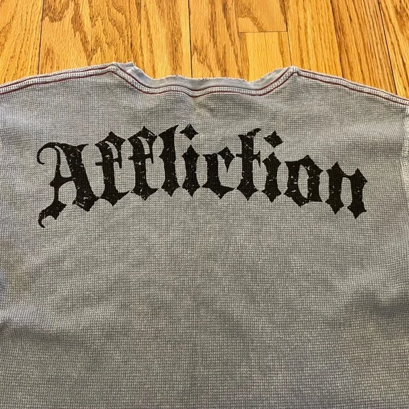 Mens Vintage Affliction Live Fast Valhalla Thermal Shirt, XL, Skulls EUC - Picture 4 of 6